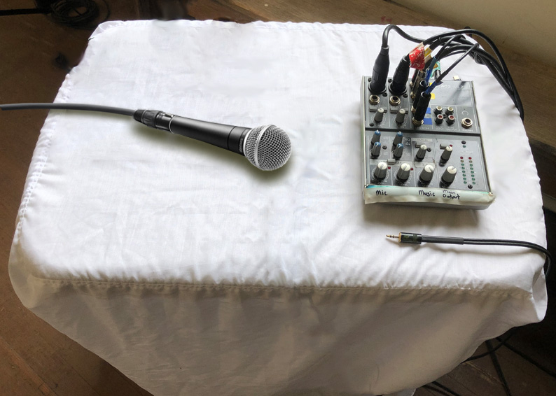 sydney wedding reception pa hire - mixer, microphone and table